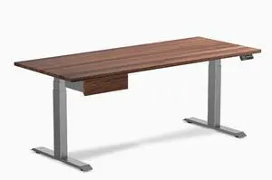 Desky Dual Hardwood Standing Desk With Drawer - Walnut / 72 x 30 inches / Space Grey