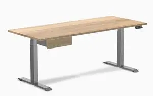 Desky Dual Hardwood Standing Desk With Drawer - White Ash / 72 x 30 inches / Space Grey