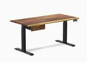 Desky Dual Hardwood Standing Desk With Drawer - Saman / 60 x 30 inches / Matte Black