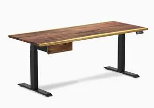 Desky Dual Hardwood Standing Desk With Drawer - Saman / 72 x 30 inches / Matte Black