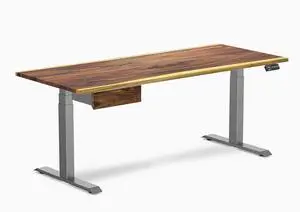 Desky Dual Hardwood Standing Desk With Drawer - Saman / 72 x 30 inches / Space Grey