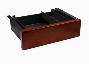 Desky Minimal Under Desk Drawer - Walnut Rubberwood / Black