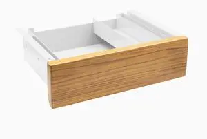 Desky Minimal Under Desk Drawer - Teak Hardwood / White