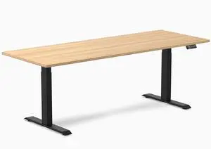 Desky Dual Laminate Sit Stand Desk - Sublime Teak / 78.7 x 29.5 inches / Matte Black