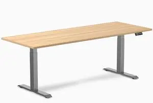 Desky Dual Laminate Sit Stand Desk - Sublime Teak / 78.7 x 29.5 inches / Space Grey