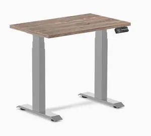 Desky Dual Mini Sit Stand Desk - Natural Walnut / 32 x 20 inches / Grey Desky Dual Mini Sit Stand Desk - Natural Walnut / 32 x 20 inches / Grey