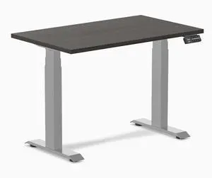 Desky Dual Mini Sit Stand Desk - Burnished Wood / 40 x 24 inches / Grey Desky Dual Mini Sit Stand Desk - Burnished Wood / 40 x 24 inches / Grey