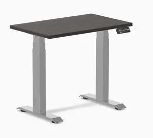 Desky Dual Mini Sit Stand Desk - Burnished Wood / 32 x 20 inches / Grey Desky Dual Mini Sit Stand Desk - Burnished Wood / 32 x 20 inches / Grey