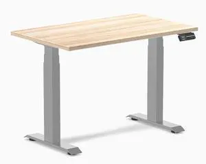 Desky Dual Mini Sit Stand Desk - Classic Oak / 40 x 24 inches / Grey Desky Dual Mini Sit Stand Desk - Classic Oak / 40 x 24 inches / Grey
