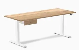 Desky Dual Hardwood Standing Desk With Drawer - White Oak / 72 x 30 inches / White