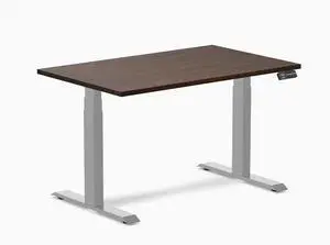 Desky Dual Rubberwood Sit Stand Desk - Dark Walnut / 48 x 30 inches / Grey Desky Dual Rubberwood Sit Stand Desk - Dark Walnut / 48 x 30 inches / Grey