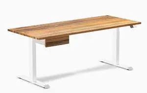 Desky Dual Hardwood Standing Desk With Drawer - Teak / 72 x 30 inches / White Desky Dual Hardwood Standing Desk With Drawer - Teak / 72 x 30 inches / White