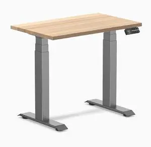 Desky Dual Mini Hardwood Sit Stand Desk - White Ash / 32 x 20 inches / Space Grey Desky Dual Mini Hardwood Sit Stand Desk - White Ash / 32 x 20 inches / Space Grey