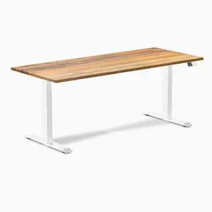 Desky Dual Hardwood Sit Stand Desk - Teak / 72 x 30 inches / White Desky Dual Hardwood Sit Stand Desk - Teak / 72 x 30 inches / White