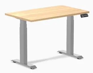 Desky Dual Mini Sit Stand Desk - Sublime Teak / 40 x 24 inches / Grey Desky Dual Mini Sit Stand Desk - Sublime Teak / 40 x 24 inches / Grey