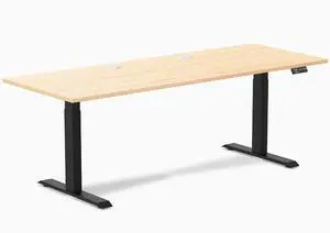 Desky Dual Hardwood Sit Stand Desk - Maple / 80 x 30 inches with Grommets / Matte Black Desky Dual Hardwood Sit Stand Desk - Maple / 80 x 30 inches with Grommets / Matte Black