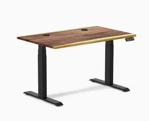 Desky Dual Hardwood Sit Stand Desk - Saman / 48 x 30 inches with Grommets / Matte Black Desky Dual Hardwood Sit Stand Desk - Saman / 48 x 30 inches with Grommets / Matte Black
