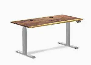 Desky Dual Hardwood Sit Stand Desk - Saman / 60 x 30 inches with Grommets / Grey Desky Dual Hardwood Sit Stand Desk - Saman / 60 x 30 inches with Grommets / Grey