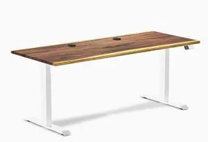 Desky Dual Hardwood Sit Stand Desk - Saman / 72 x 30 inches with Grommets / White Desky Dual Hardwood Sit Stand Desk - Saman / 72 x 30 inches with Grommets / White
