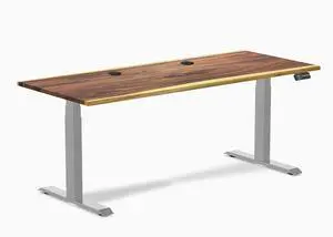 Desky Dual Hardwood Sit Stand Desk - Saman / 72 x 30 inches with Grommets / Grey Desky Dual Hardwood Sit Stand Desk - Saman / 72 x 30 inches with Grommets / Grey