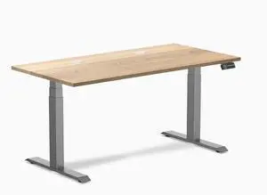 Desky Dual Hardwood Sit Stand Desk - White Ash / 60 x 30 inches with Grommets / Space Grey Desky Dual Hardwood Sit Stand Desk - White Ash / 60 x 30 inches with Grommets / Space Grey