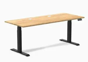 Desky Dual Hardwood Sit Stand Desk - White Oak / 72 x 30 inches with Grommets / Matte Black Desky Dual Hardwood Sit Stand Desk - White Oak / 72 x 30 inches with Grommets / Matte Black