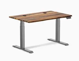 Desky Dual Hardwood Sit Stand Desk - Pheasantwood / 48 x 30 inches with Grommets / Space Grey Desky Dual Hardwood Sit Stand Desk - Pheasantwood / 48 x 30 inches with Grommets / Space Grey