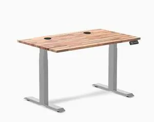Desky Dual Softwood Sit Stand Desk - Acacia / 48 x 30 inches with Grommets / Grey Desky Dual Softwood Sit Stand Desk - Acacia / 48 x 30 inches with Grommets / Grey