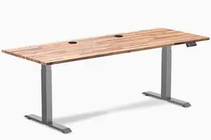 Desky Dual Softwood Sit Stand Desk - Acacia / 80 x 30 inches with Grommets / Space Grey Desky Dual Softwood Sit Stand Desk - Acacia / 80 x 30 inches with Grommets / Space Grey