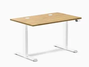 Desky Dual Rubberwood Sit Stand Desk - Light Oak / 48 x 30 inches with Grommets / White Desky Dual Rubberwood Sit Stand Desk - Light Oak / 48 x 30 inches with Grommets / White