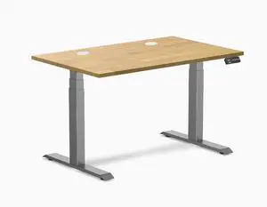 Desky Dual Rubberwood Sit Stand Desk - Light Oak / 48 x 30 inches with Grommets / Space Grey Desky Dual Rubberwood Sit Stand Desk - Light Oak / 48 x 30 inches with Grommets / Space Grey