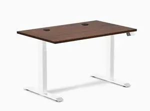 Desky Dual Rubberwood Sit Stand Desk - Red Walnut / 48 x 30 inches with Grommets / White Desky Dual Rubberwood Sit Stand Desk - Red Walnut / 48 x 30 inches with Grommets / White