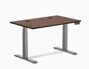 Desky Dual Rubberwood Sit Stand Desk - Red Walnut / 48 x 30 inches with Grommets / Space Grey Desky Dual Rubberwood Sit Stand Desk - Red Walnut / 48 x 30 inches with Grommets / Space Grey