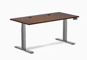 Desky Dual Rubberwood Sit Stand Desk - Red Walnut / 60 x 30 inches with Grommets / Space Grey Desky Dual Rubberwood Sit Stand Desk - Red Walnut / 60 x 30 inches with Grommets / Space Grey