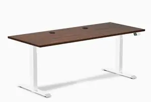 Desky Dual Rubberwood Sit Stand Desk - Red Walnut / 72 x 30 inches with Grommets / White Desky Dual Rubberwood Sit Stand Desk - Red Walnut / 72 x 30 inches with Grommets / White