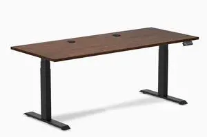 Desky Dual Rubberwood Sit Stand Desk - Red Walnut / 72 x 30 inches with Grommets / Matte Black Desky Dual Rubberwood Sit Stand Desk - Red Walnut / 72 x 30 inches with Grommets / Matte Black