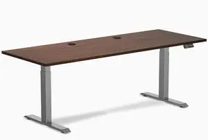 Desky Dual Rubberwood Sit Stand Desk - Red Walnut / 80 x 30 inches with Grommets / Space Grey Desky Dual Rubberwood Sit Stand Desk - Red Walnut / 80 x 30 inches with Grommets / Space Grey