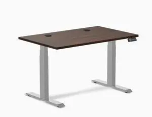 Desky Dual Rubberwood Sit Stand Desk - Dark Walnut / 48 x 30 inches with Grommets / Grey Desky Dual Rubberwood Sit Stand Desk - Dark Walnut / 48 x 30 inches with Grommets / Grey