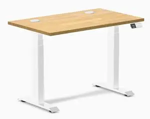 Desky Dual Mini Rubberwood Sit Stand Desk - Light Oak / 40 x 24 inches with Grommets / White Desky Dual Mini Rubberwood Sit Stand Desk - Light Oak / 40 x 24 inches with Grommets / White