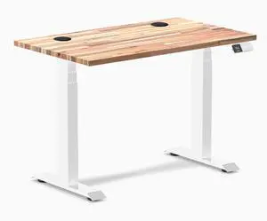 Desky Dual Mini Softwood Sit Stand Desk - Acacia / 40 x 24 inches with Grommets / White Desky Dual Mini Softwood Sit Stand Desk - Acacia / 40 x 24 inches with Grommets / White