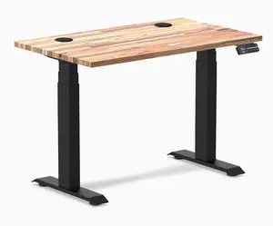 Desky Dual Mini Softwood Sit Stand Desk - Acacia / 40 x 24 inches with Grommets / Matte Black Desky Dual Mini Softwood Sit Stand Desk - Acacia / 40 x 24 inches with Grommets / Matte Black