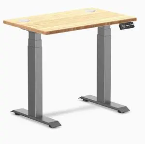 Desky Dual Mini Bamboo Sit Stand Desk - Bamboo / 32 x 20 inches with Grommets / Space Grey Desky Dual Mini Bamboo Sit Stand Desk - Bamboo / 32 x 20 inches with Grommets / Space Grey