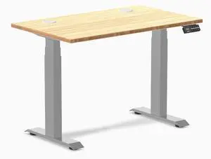 Desky Dual Mini Bamboo Sit Stand Desk - Bamboo / 40 x 24 inches with Grommets / Grey Desky Dual Mini Bamboo Sit Stand Desk - Bamboo / 40 x 24 inches with Grommets / Grey
