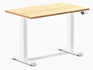 Desky Dual Mini Bamboo Sit Stand Desk - Bamboo / 40 x 24 inches with Grommets / White Desky Dual Mini Bamboo Sit Stand Desk - Bamboo / 40 x 24 inches with Grommets / White