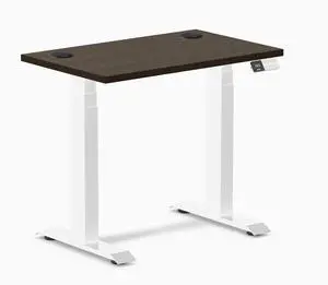Desky Dual Mini Bamboo Sit Stand Desk - Dark Bamboo / 32 x 20 inches with Grommets / White Desky Dual Mini Bamboo Sit Stand Desk - Dark Bamboo / 32 x 20 inches with Grommets / White