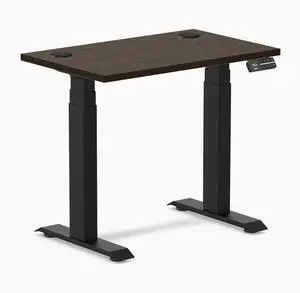Desky Dual Mini Bamboo Sit Stand Desk - Dark Bamboo / 32 x 20 inches with Grommets / Matte Black Desky Dual Mini Bamboo Sit Stand Desk - Dark Bamboo / 32 x 20 inches with Grommets / Matte Black