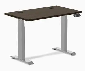 Desky Dual Mini Bamboo Sit Stand Desk - Dark Bamboo / 40 x 24 inches with Grommets / Grey Desky Dual Mini Bamboo Sit Stand Desk - Dark Bamboo / 40 x 24 inches with Grommets / Grey