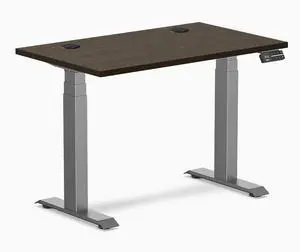 Desky Dual Mini Bamboo Sit Stand Desk - Dark Bamboo / 40 x 24 inches with Grommets / Space Grey Desky Dual Mini Bamboo Sit Stand Desk - Dark Bamboo / 40 x 24 inches with Grommets / Space Grey