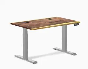 Desky Dual Hardwood Sit Stand Desk - Saman / 48 x 30 inches with Grommets / Grey Desky Dual Hardwood Sit Stand Desk - Saman / 48 x 30 inches with Grommets / Grey