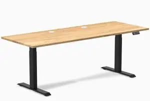 Desky Dual Hardwood Sit Stand Desk - White Oak / 80 x 30 inches with Grommets / Matte Black Desky Dual Hardwood Sit Stand Desk - White Oak / 80 x 30 inches with Grommets / Matte Black